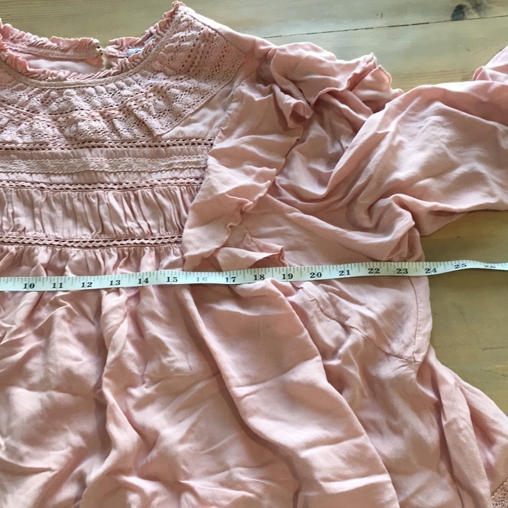 Grace + Karma ruffle crochet babydoll bohemian shirt size L loose fit pink - Picture 8 of 11